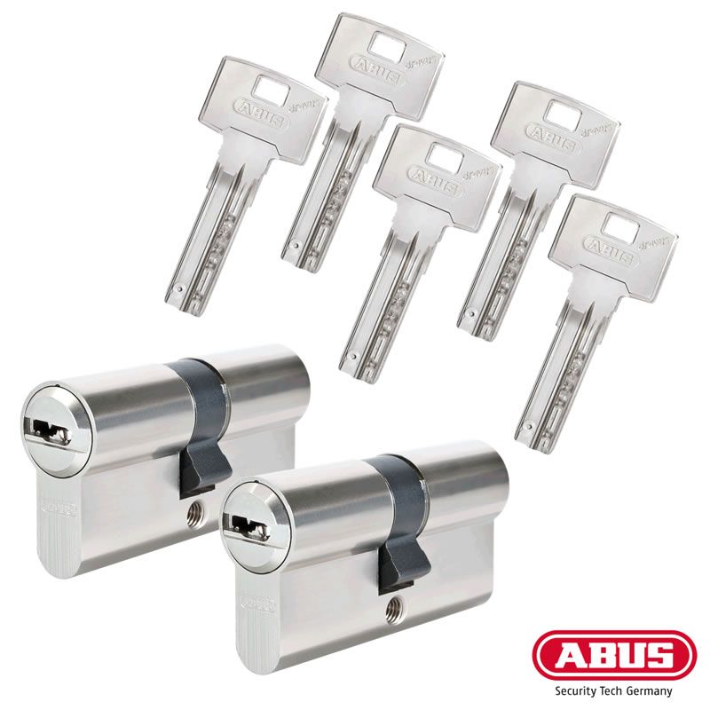 ABUS Bravus 3000 Schließzylinder Set - 2 Doppelzylinder mit gleichem  Schlüssel schließbar